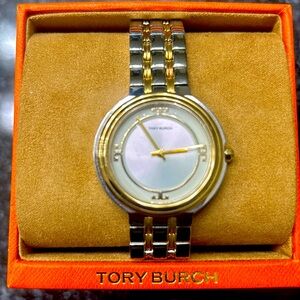 Tory Burch's 2-tone luxury bracelet watch: where punctuality meets pure style